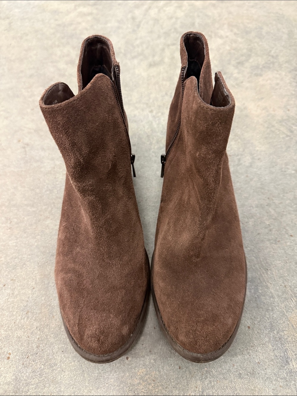 Jessica Simpson Chocolate Brown Suede Ankle Booties with Side Zip